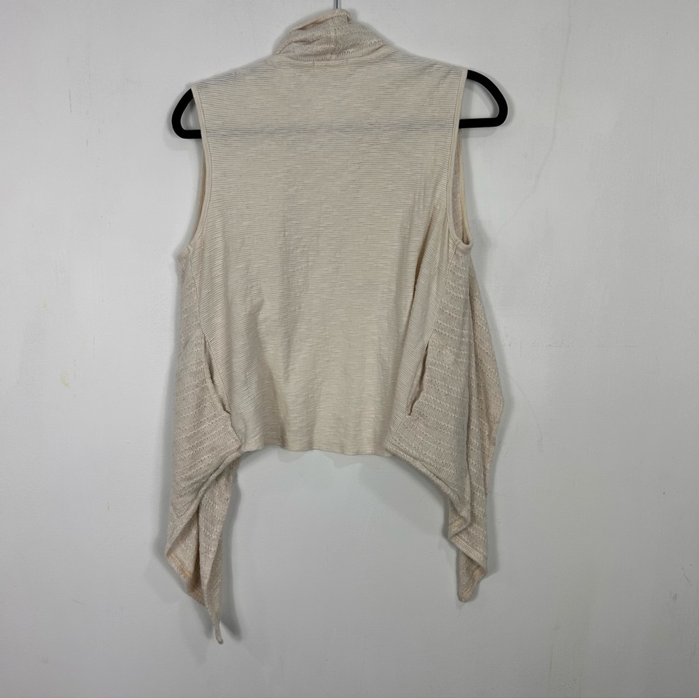 PUELLA by ANTHROPOLGIE cream open front waterfall sleeveless cardigan K22 - Picture 5 of 8